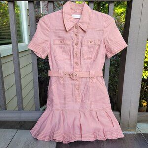 Zimmermann Moonshine Linen Belted Pink Dress